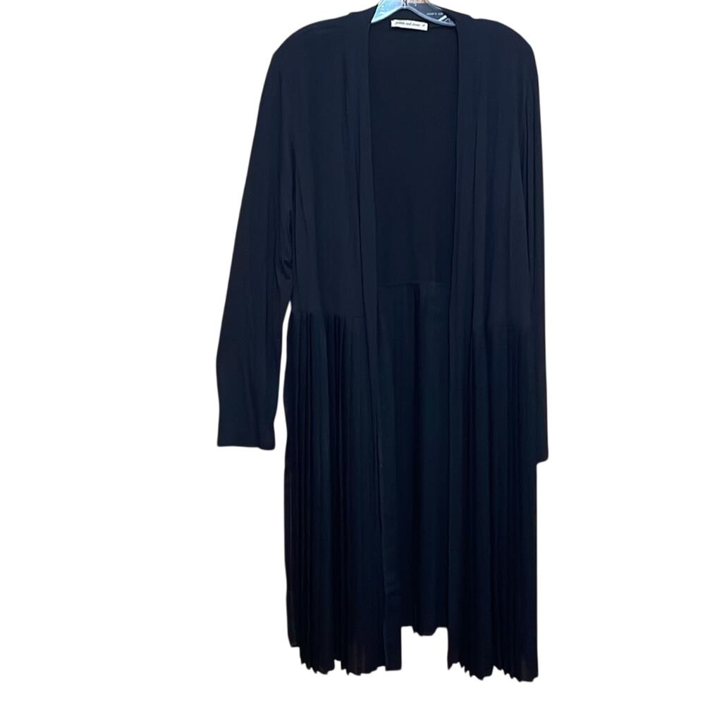Pebble & Stone Black Open Duster with Fringe. XL